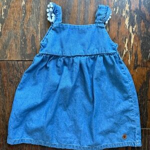 Milon Toddler 2T Blue Denim Dress with Pom Pom Straps